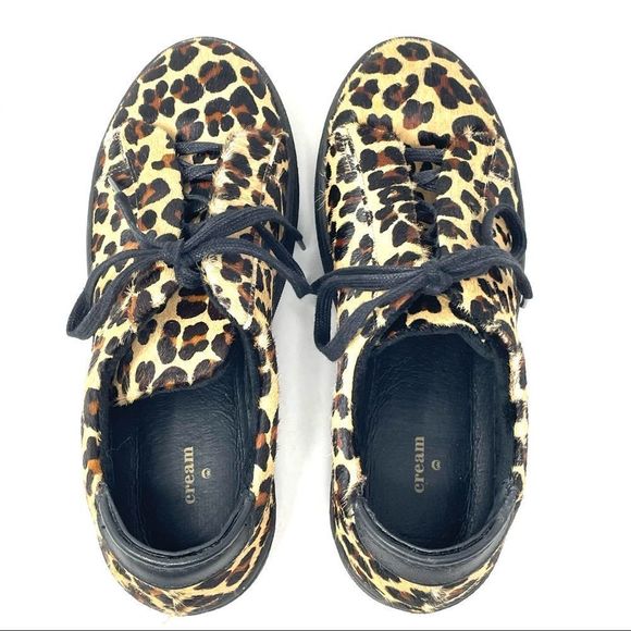 CREAM by DSW Leopard Calf Hair Platform Lace Up Sneakers Size 39/8.5 - Picture 4 of 9